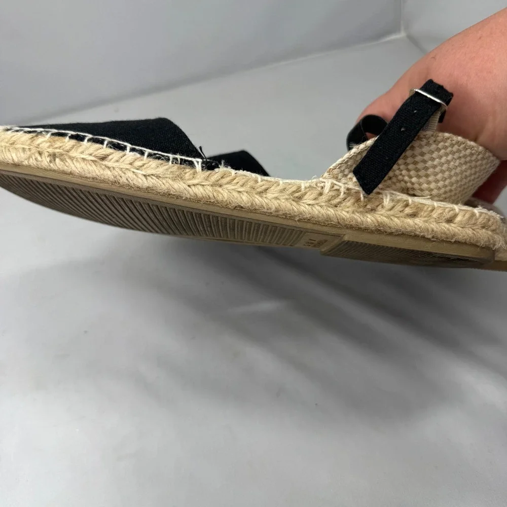 Primark Espadrille Sandals Womens 7 Black Ankle Strap Wide Fit Boho Summer Flat